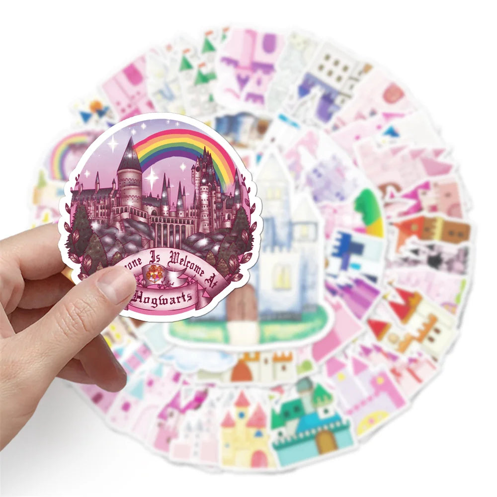 50PCS Castle Graffiti Stickers Cute Cartoon Ins Style Korean Stickers DIY Skateboard Luggage Stickers Waterproof