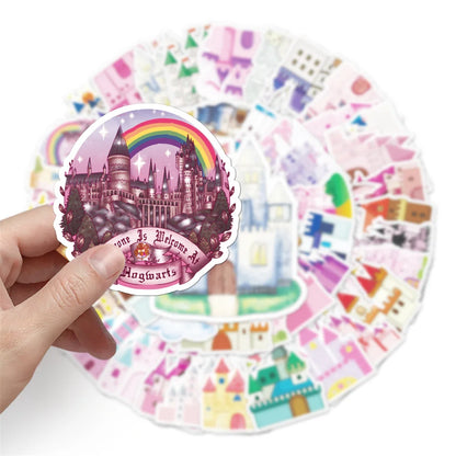 50PCS Castle Graffiti Stickers Cute Cartoon Ins Style Korean Stickers DIY Skateboard Luggage Stickers Waterproof