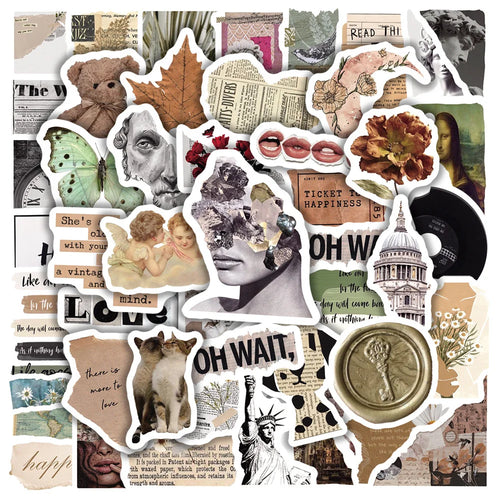 50PCS British Wind Broken Old Sense Graffiti Sticker Guitar Mobile Phone Case DIY Luggage Compartment Personality