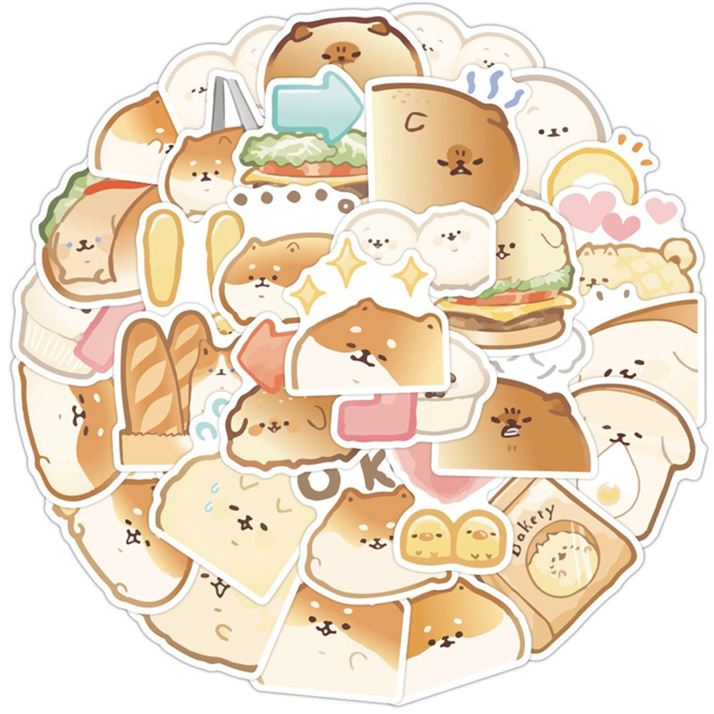 40PCS Cute Cartoon Bread Dog Pet Food Doodle Stickers Perfect for Skateboards, Water Bottles, Notebooks, Laptops, Stationery Boxes Exquisite DIY Desktop Decor Decals