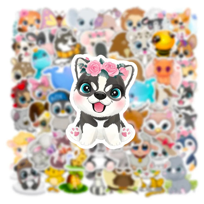 50PCS Cartoon Cute Animal Stickers Graffiti iPad Desk Notebook Helmet  Computer Pattern Scrapbook Toy Decoration