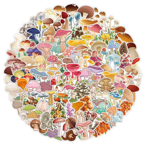 100PCS Mushroom VSCO Cartoon Sticker Scrapbook Guitar Luggage Kids Gift Phone Computer PVC Waterproof Sticker