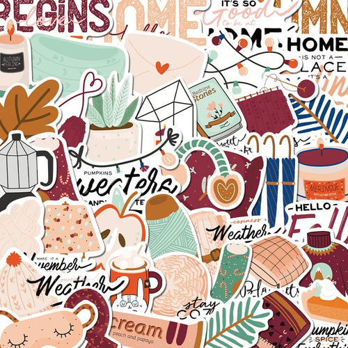 50PCS Autumn Small Fresh Trend Graffiti Waterproof Sticker Decoration Notebook Gift Suitcase iPad Guitar Helmet