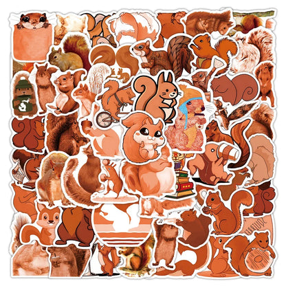 50 pieces of cute cartoon squirrel animal graffiti stickers, personalized, fashionable and creative DIY exquisite decorative stickers, skateboard guitar, refrigerator, water cup, helmet, popular decal toys