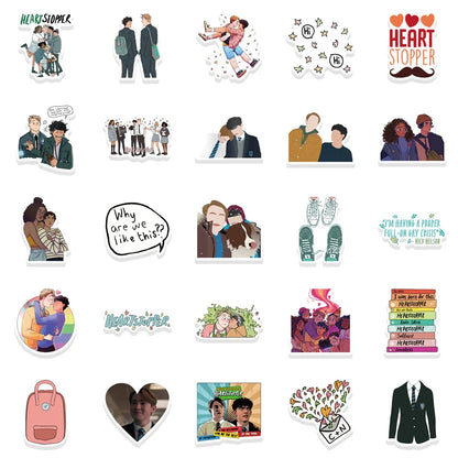 50PCS UK TV Drama Heartstopper Charlie Nick Cartoon Anime BL Graffiti Stickers for Luggage Laptop IPad Stickers