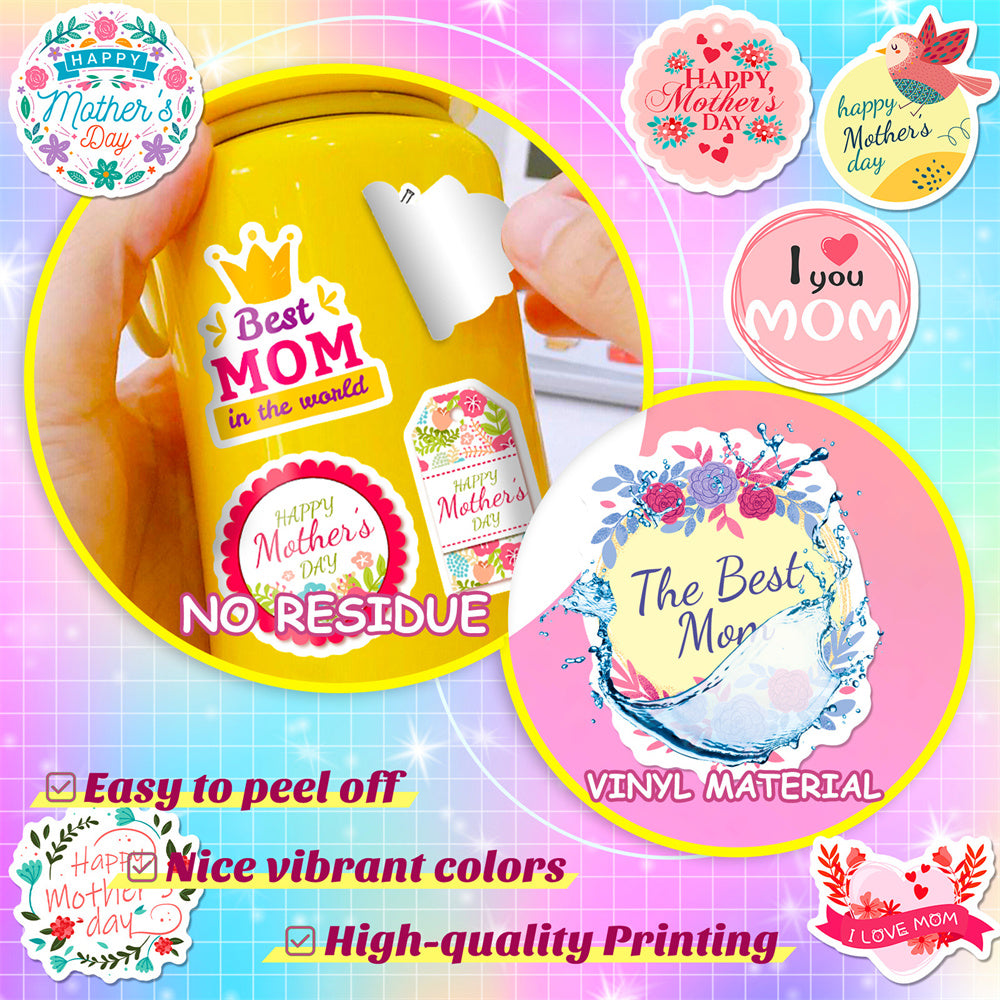50PCS Thanksgiving & Mother's Day Stickers, Cute Cartoon Thank You & Love Doodles for Cards, Gifts, and Family Celebrations