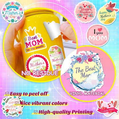 50PCS Thanksgiving & Mother's Day Stickers, Cute Cartoon Thank You & Love Doodles for Cards, Gifts, and Family Celebrations