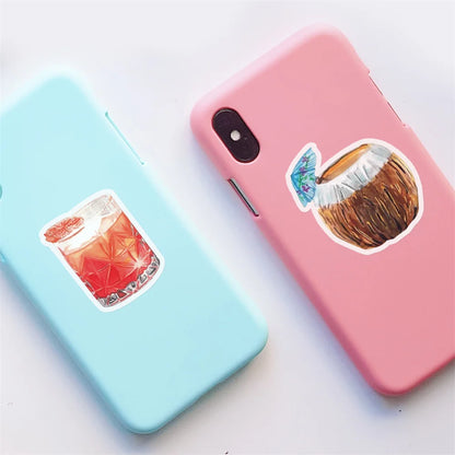 50PCS Cartoon Drinks Small Fresh Graffiti Waterproof Stickers Creative Decoration Trend Refrigerator HelmetGuitar
