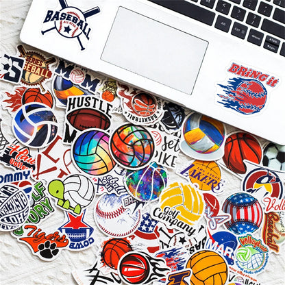 50PCS Ball Sports Stickers Rugby Volleyball Softball Football Basketball Sports Collection Stickers
