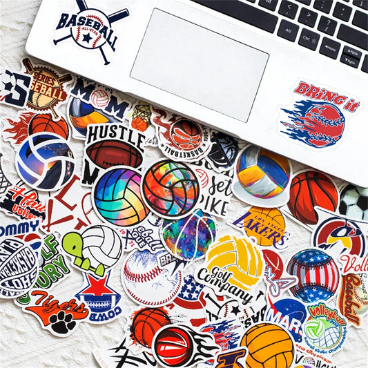 50PCS Ball Sports Stickers Rugby Volleyball Softball Football Basketball Sports Collection Stickers