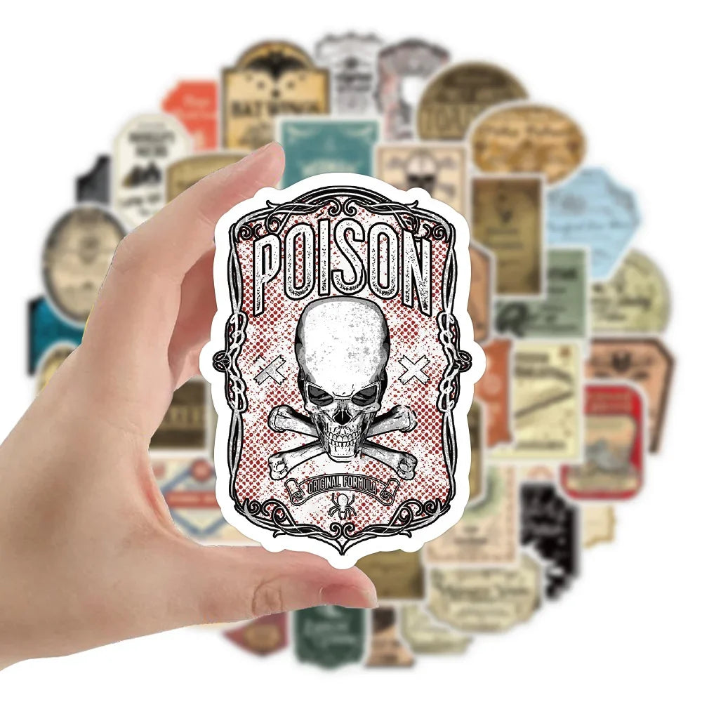 50PCS New Potion Label Graffiti Sticker Waterproof Luggage Laptop Scooter Water Cup Sticker