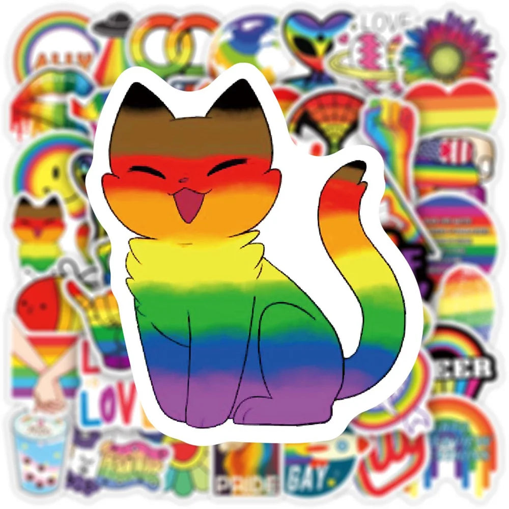 50PCS Rainbow Same Sex Graffiti Waterproof Stickers Personalized Creative Decoration Refrigerator Skateboard Cup