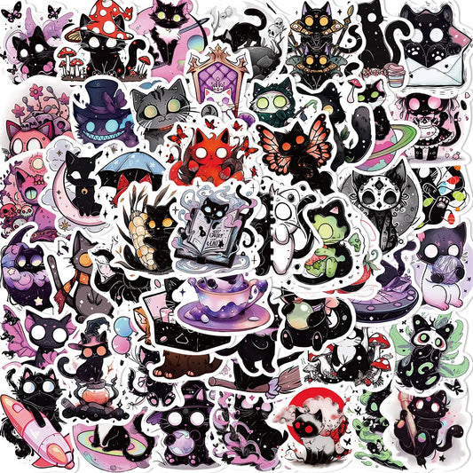 50PCS Funny Scared Cat Stickers - Hilarious Cartoon Decals for Laptop, Phone Case, Water Bottle & Pet Owner Gifts