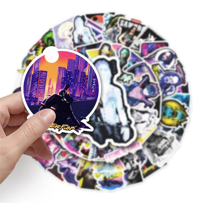 50PCS New Cyberpunk Style Game Graffiti Stickers For Luggage Laptop iPad Skateboard Guitar Journal Cup Sticker