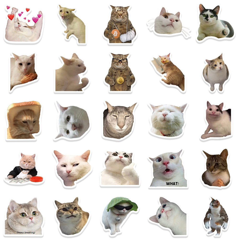 50PCS Funny Cat Stickers - Cute & Hilarious Decals for Laptops, Water Bottles, Planners & Cat Lover Gifts