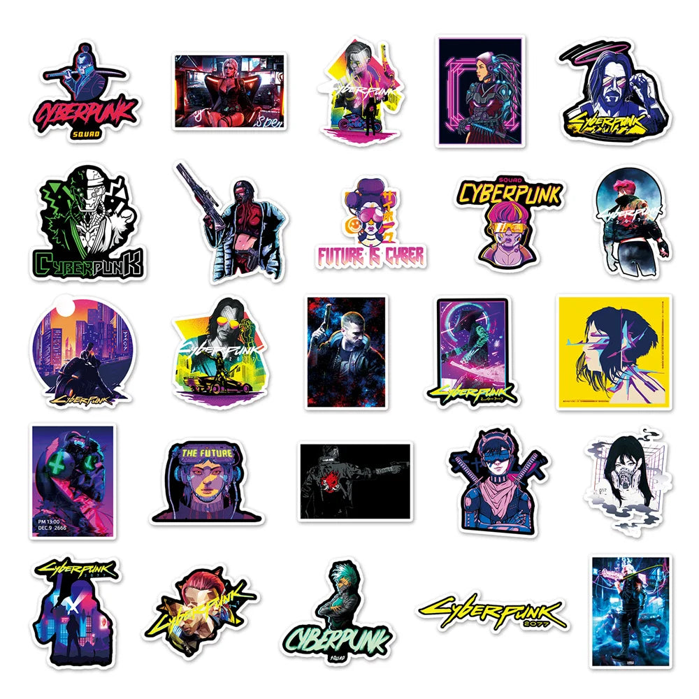 50PCS New Cyberpunk Style Game Graffiti Stickers For Luggage Laptop iPad Skateboard Guitar Journal Cup Sticker