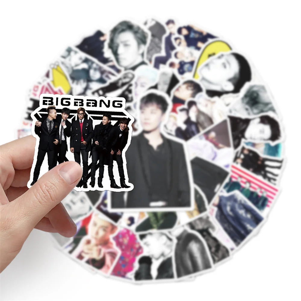 50pcs Korean Pop Boy Group Big Bang Sticker For Luggage Laptop Ipad Skateboard Guitar Mug Notebook Mug Sticker