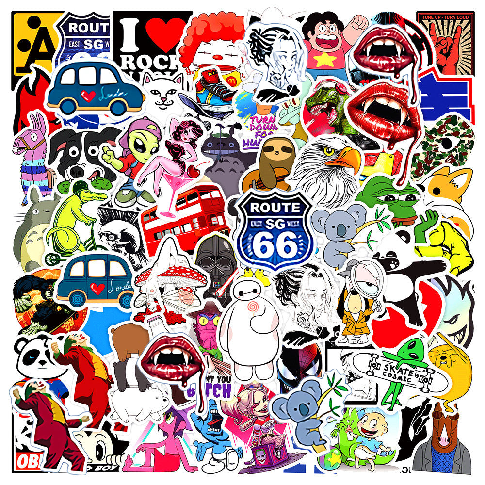 50PCS Cartoon Trend Collection Graffiti Stickers Exquisite Creative Journal Decorations DIY Decals for Skateboard Helmets, Luggage, Laptops, and Stationery Cases