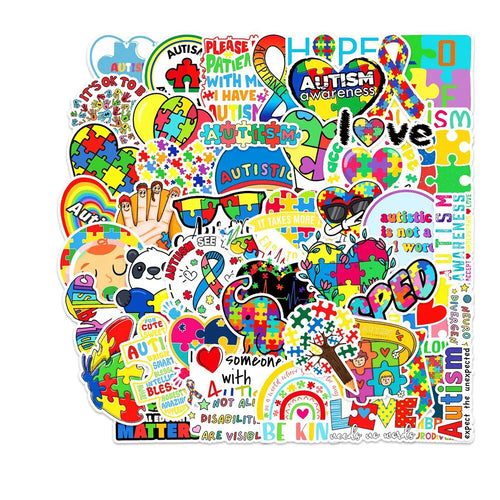 50PCS Autism Graffiti Waterproof Sticker Personality Logo DIY Cartoon Pattern Refrigerator Skateboard GuitarTrend