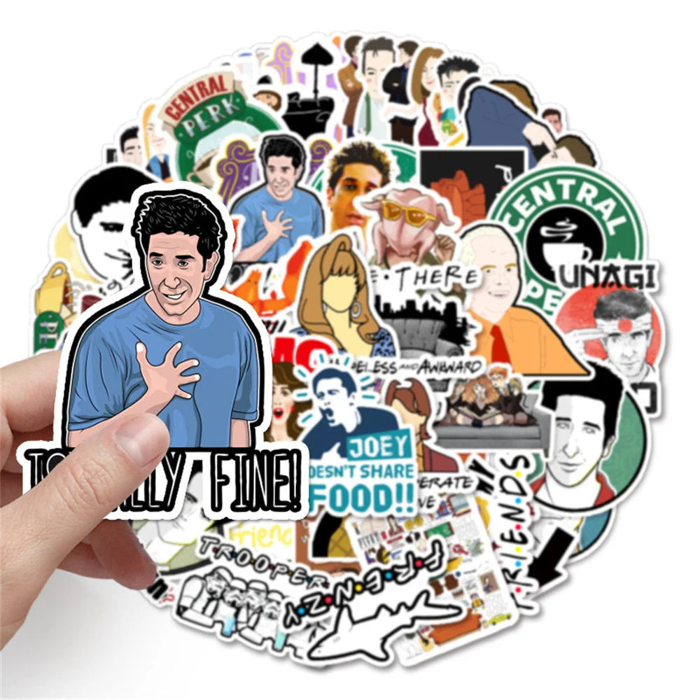 55 pieces of friend doodle stickers, personalized and creative waterproof decoration trend refrigerator cup helmet laptop phone case decoration stickers