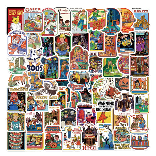 50PCS cartoon retro personalized style graffiti stickers, personalized fashion and creative DIY exquisite decorative decal cups, helmets, skateboards, popular sticker toys