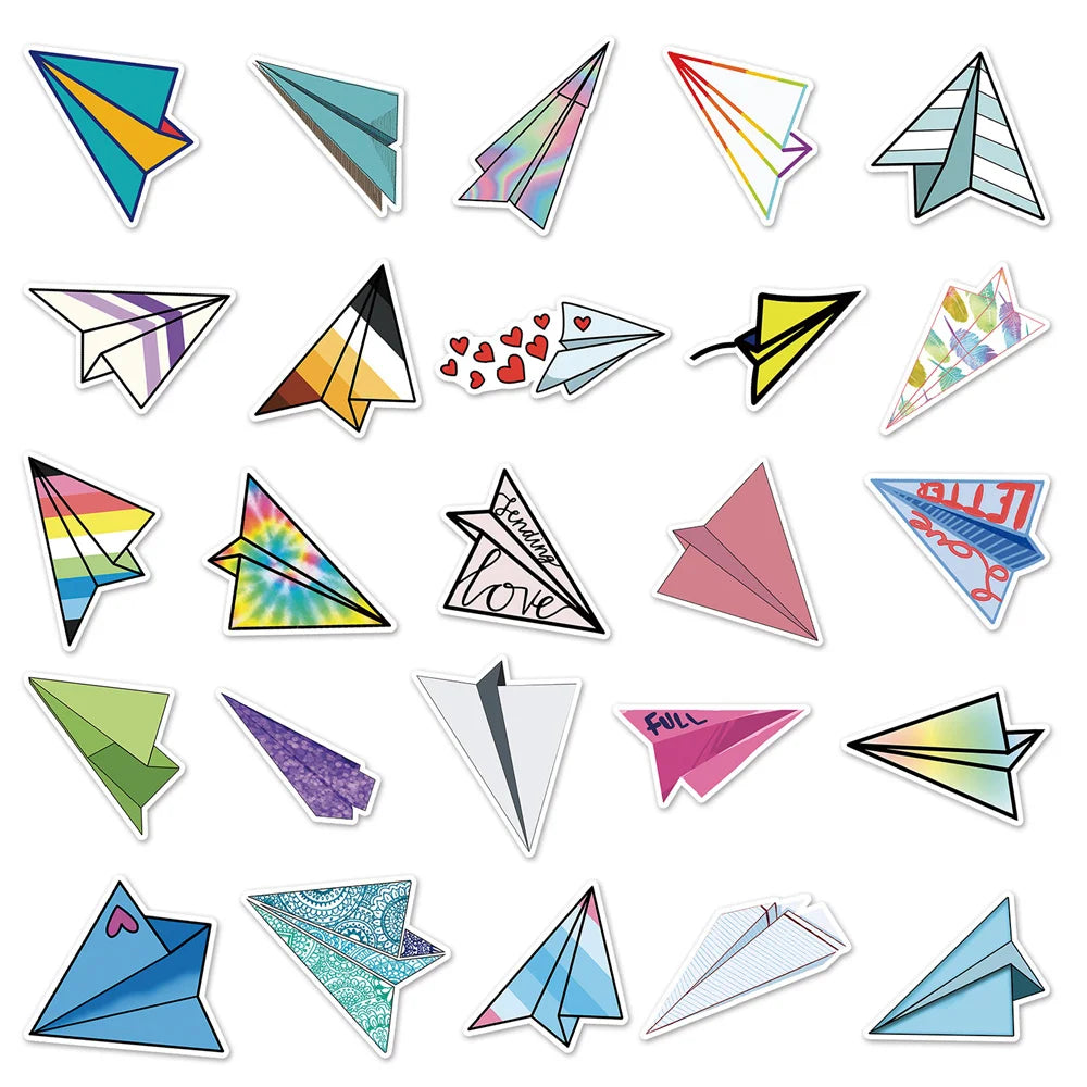 50PCS Paper Airplane Cartoon Personality Creative Graffiti Sticker   Suitcase Guitar Computer Waterproof Sticker