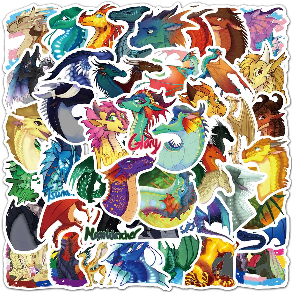 60PCS Firewing Flying Dragon Cartoon Graffiti Stickers Personalized Fashion Creative DIY Exquisite Decorative Decals Toys For Car Trolley Cases Laptop Personalized Guitar Water Cup Popular Stickers