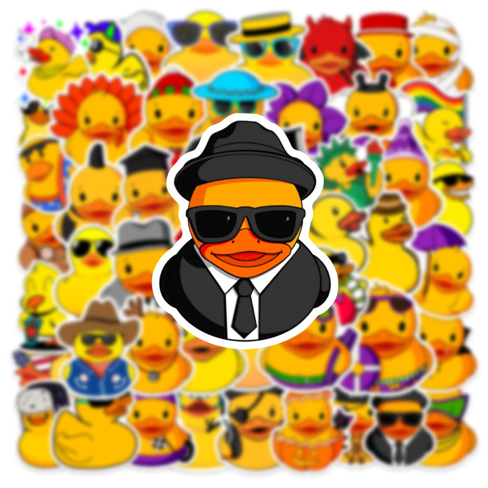 50PCS Sunny Yellow Duck Doodle Stickers, Cute Bath Time Cartoon Decals for Cheerful Vibes and Kids‘ Crafts