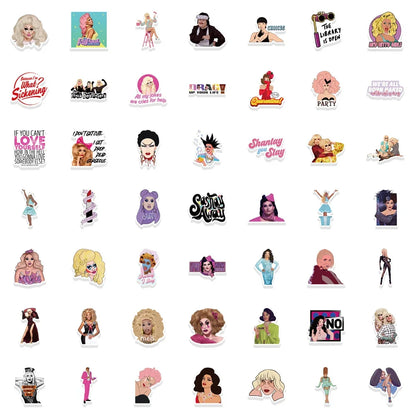 100PCS TV Show RuPauls Drag Race Cartoon Graffiti Stickers Personalized Fashion Creative Trend Exquisite DIY Decorative Decals Toys for Luggage Laptop IPad Skateboards Phone Case Mugs Popular Stickers