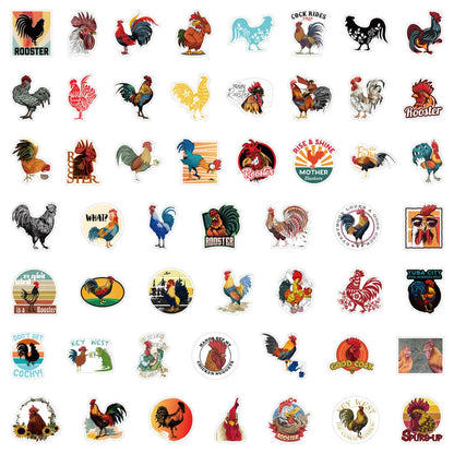 50 pieces of cartoon animal rooster creative graffiti stickers, personalized DIY bicycle, skateboard, car helmet, laptop, phone case decorative sticker toys