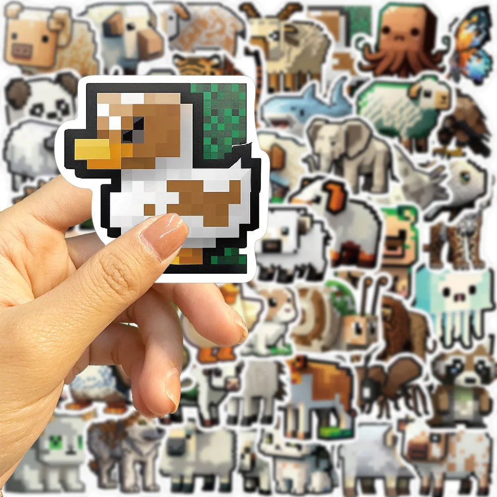 50PCS Cartoon Mosaic Animal Style Sticker Graffiti Animal iPad  Guitar DIY Scrapbook Wall Sticker Toy Decoration
