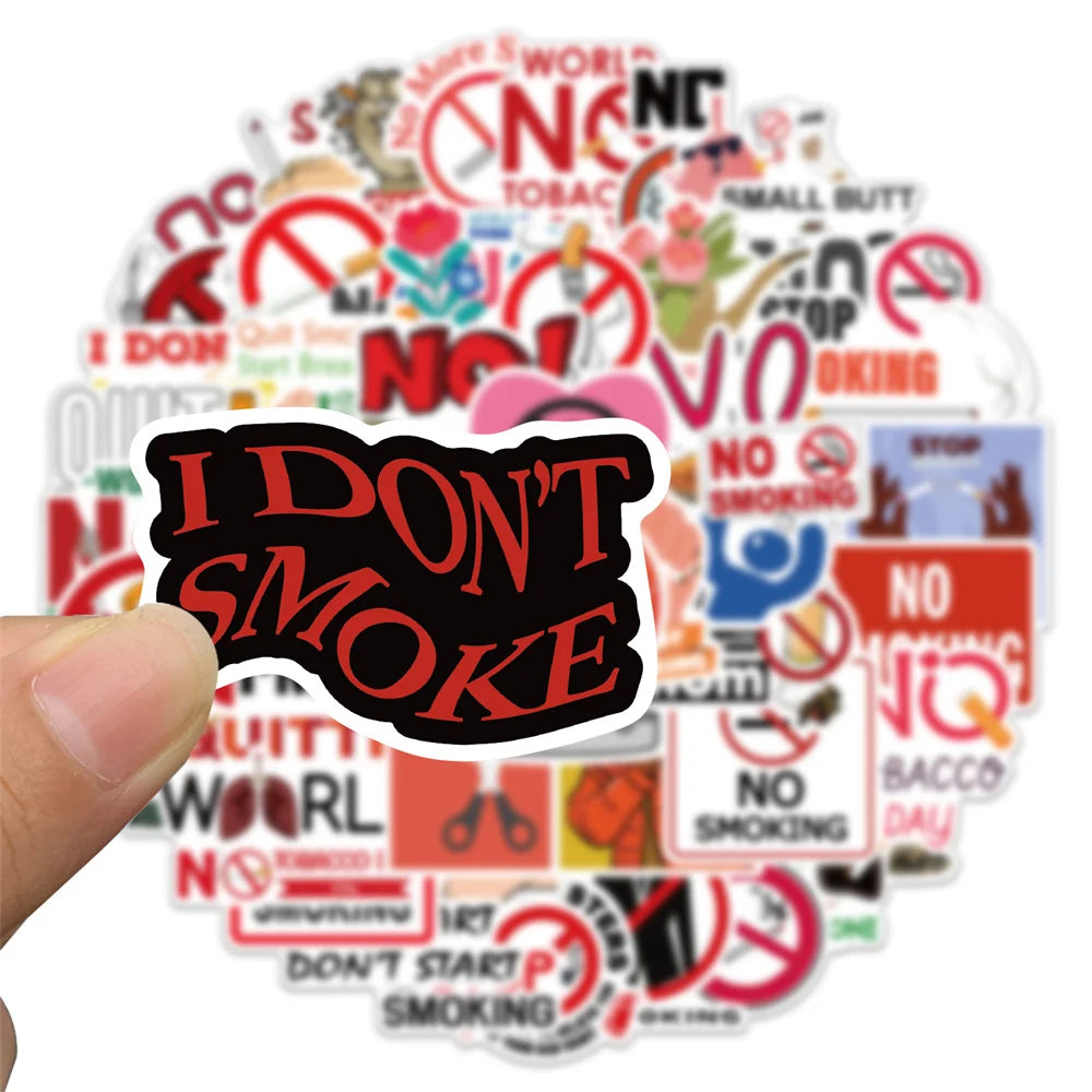 50PCS Cartoon No Smoking World No Tobacco Day Graffiti Sticker Luggage Laptop iPad Skateboard Motorcycle Sticker