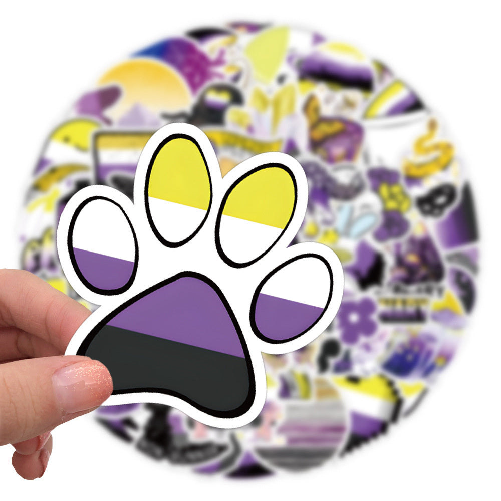 50PCS Non-Binary Pride Stickers, Colorful Cartoon Doodles for Celebrating Identity Spectrums and Being Yourself