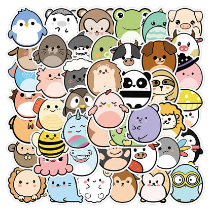 50PCS Cartoon Roly-Poly Animal Stickers - Kawaii Self-Righting Toy Doodle Decals for Journals, Nursery Decor & Resilience-Themed Gifts