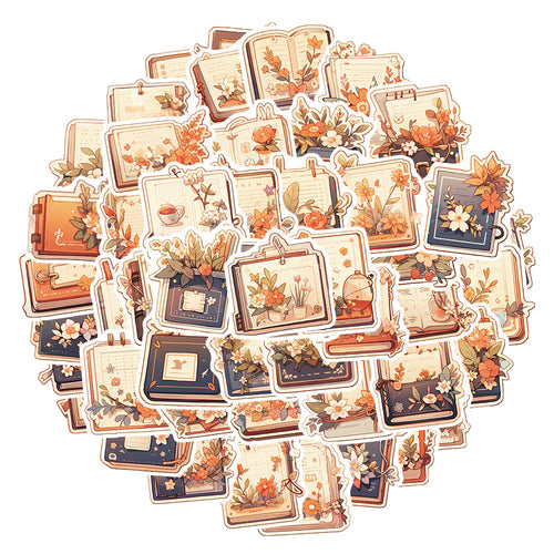 50PCS Card Notification Knowledge Flower Series Doodle Stickers Exquisite, Fashionable, Creative DIY Journal Decorative Decals Suitable for Phone Cases, Laptops, Skateboards, Bags, Stationery Boxes
