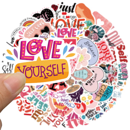 50PCS Self Love Stickers - Positive Affirmation Decals for Journals, Planners, Water Bottles & Mental Wellness Gifts