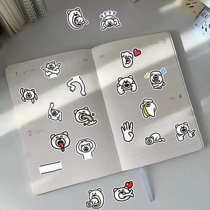 50PCS Cartoon Funny Excited Bear Creative Doodle Sticker Bicycle Skateboard Car Helmet Laptop Computer W