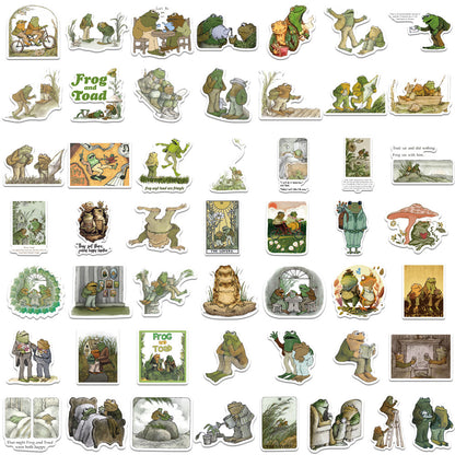 50PCS Classic Cute Frog Doodle Stickers, Cartoon Animal Vinyl Decals for Planners, Laptops, and Kawaii Collections