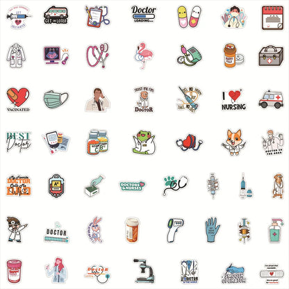 50PCS Cartoon Doctor Occupation Small Icon Sticker  Graffiti iPad Helmet  Guitar DIY Wall Sticker Toy Decoration 50PCS Cartoon Doctor Occupation Small Icon Sticker  Graffiti iPad Helmet  Guitar DIY Wall Sticker Toy Decoration