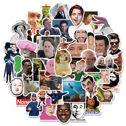 50PCS Netroots Parody Stickers, Fashion Meme & Satirical Doodle Decals for Streetwear Fans and Accessories