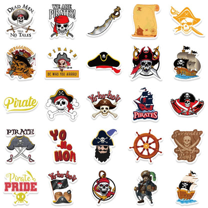 50PCS New Trendy Cartoon Cool Pirate Graffiti Helmet Water Cup DIY Waterproof PVC Children's Toy Reward Sticker
