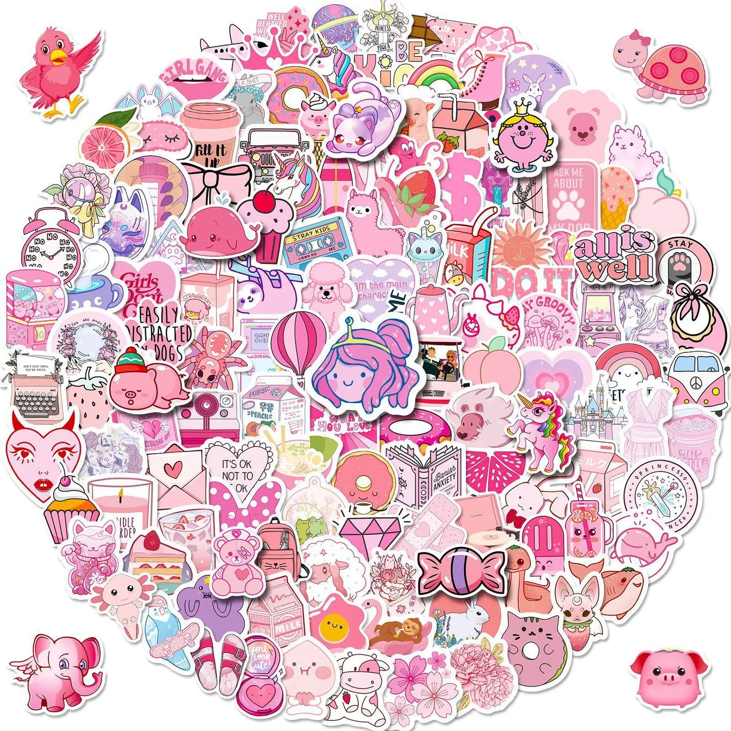 50PCS Card Pink Mixed Graffiti Sticker iPad Luggage Helmet Car  Guitar DIY Scrapbook Wall Sticker Toy Decoration