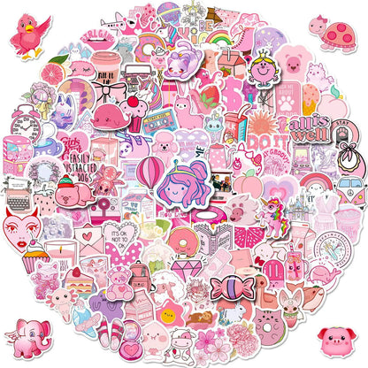 50PCS Card Pink Mixed Graffiti Sticker iPad Luggage Helmet Car  Guitar DIY Scrapbook Wall Sticker Toy Decoration