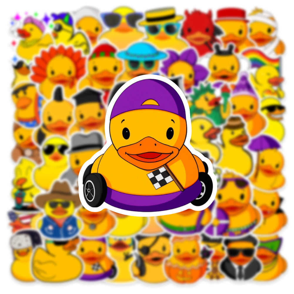 50PCS Sunny Yellow Duck Doodle Stickers, Cute Bath Time Cartoon Decals for Cheerful Vibes and Kids‘ Crafts