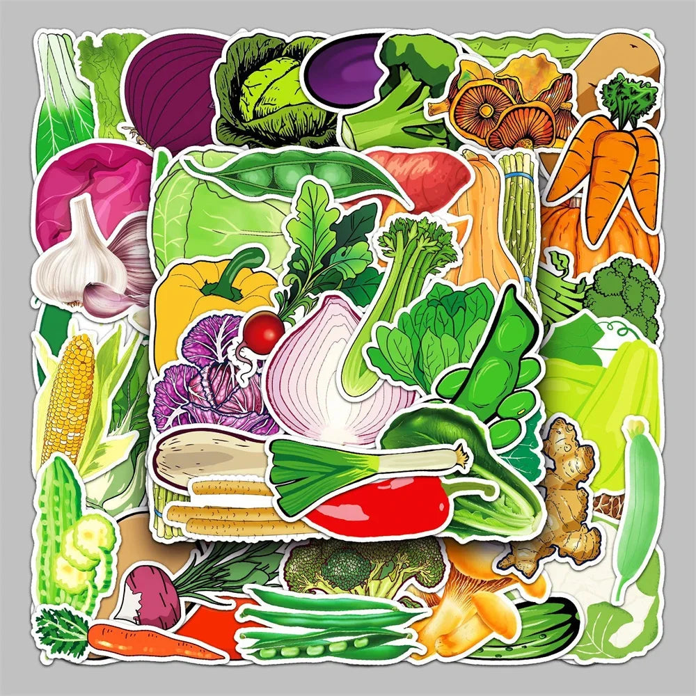 50PCS Vegetable Cartoon Creative Graffiti Sticker Suitcase Computer Guitar Desk DIY Skateboard Cup  Waterproof