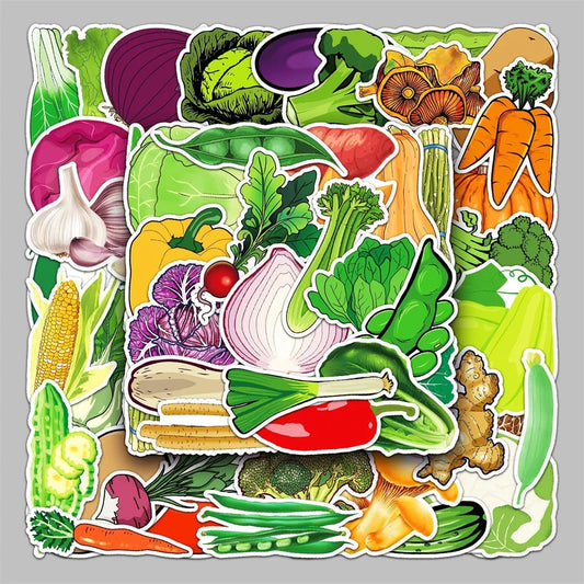 50PCS Vegetable Cartoon Creative Graffiti Sticker Suitcase Computer Guitar Desk DIY Skateboard Cup  Waterproof
