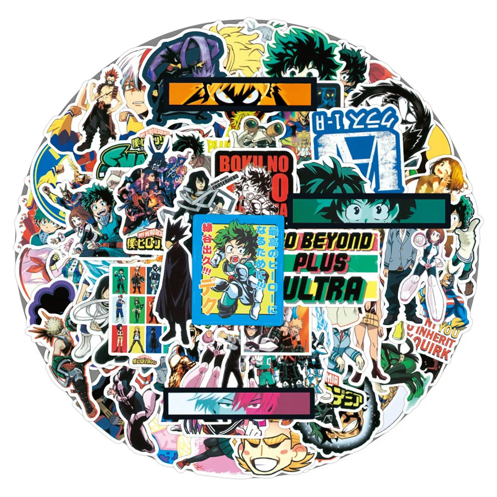 50PCS Riman My Hero Academia Graffiti Stickers DIY Diary Bicycle Laptop Suitcase Skateboard Removable Stickers