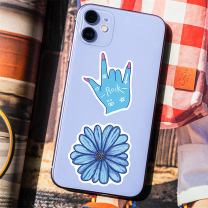 100PCS Blue Small Fresh Mix Graffiti Stickers Personalized Fashion Creative Trend DIY Decorative Stickers Refrigerator Helmet Guitar Skateboard Popular Decals Toys