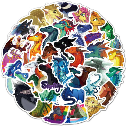 60PCS Firewing Flying Dragon Cartoon Graffiti Stickers Personalized Fashion Creative DIY Exquisite Decorative Decals Toys For Car Trolley Cases Laptop Personalized Guitar Water Cup Popular Stickers