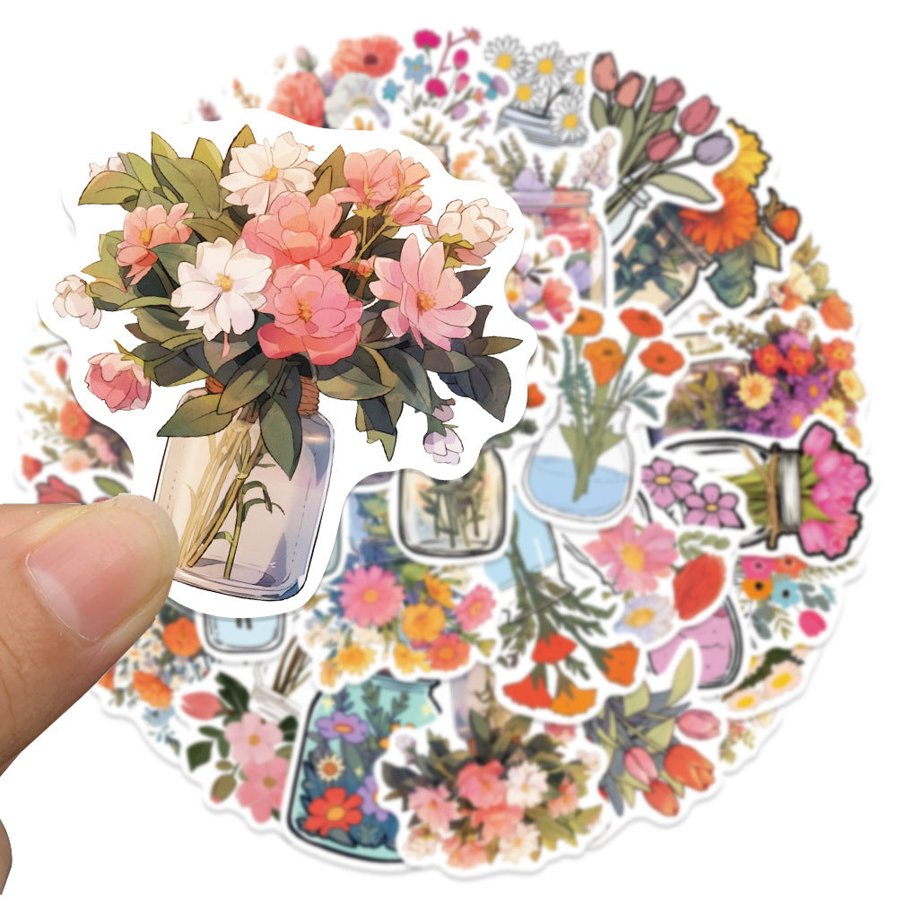 50PCS Florilegium Stickers - Botanical Poetry Decals for Wunderkammer Journals, Pressed Flower Archives & Secret Garden Ephemera